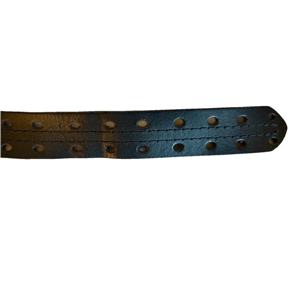 Black Tactical Double Perforated Leather Belt  Sz 44/110 Made In Guatemala.‎
